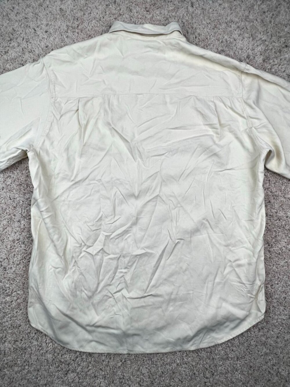 Tommy Bahama Mens Button Up Camp Shirt Large All Silk Long Sleeve Pale Yellow ** - Picture 10 of 11